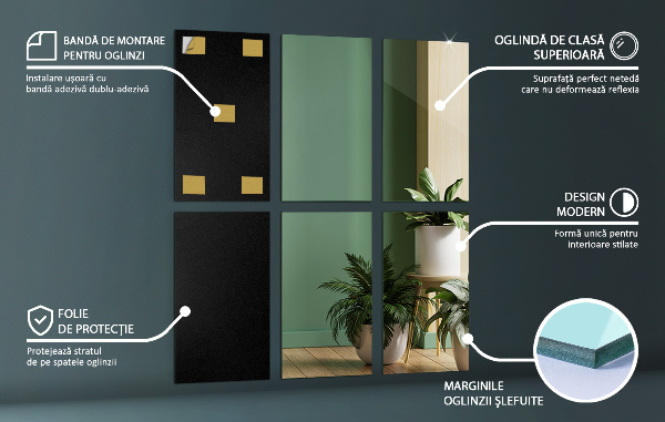 Rectangle mirror tiles 6 pcs 12x8 in (6 pcs 30x20 cm)