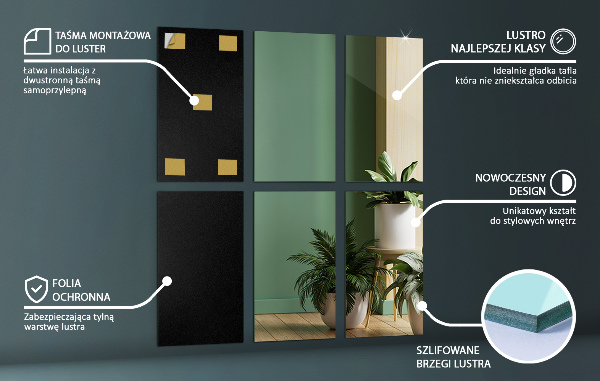 Rectangle mirror tiles 6 pcs 12x8 in (6 pcs 30x20 cm)