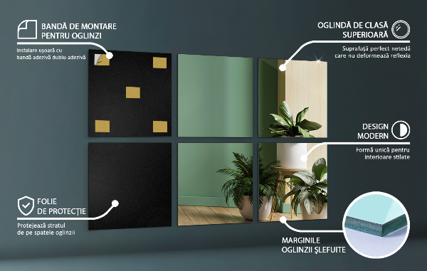 Tiled wall mirror 6 pcs 12x12 in (6 pcs 30x30 cm)