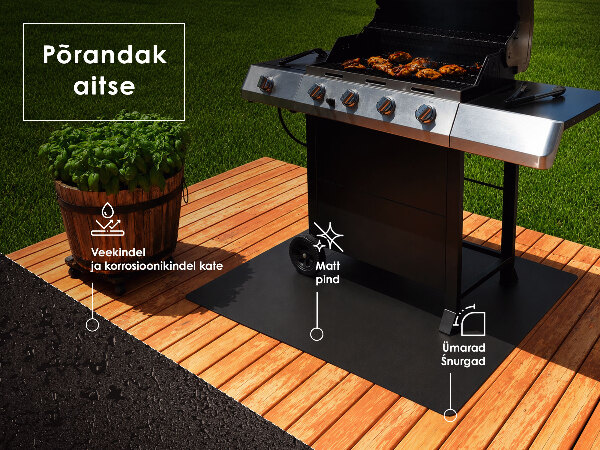 Rectangular stainless steel grill mat 100 x 80 cm