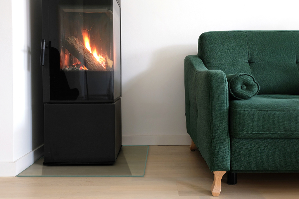 Glass wood burner hearth 20x20 in (50x50 cm)