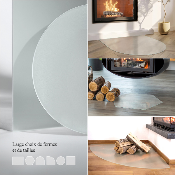 Square translucent glass fire hearth 23x23 in (60x60 cm)