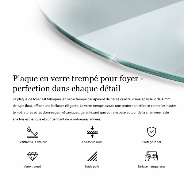 Glass hearth 39x39 in (100x100 cm)