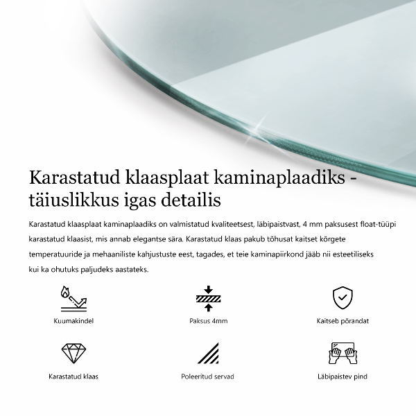 Glass hearth 39x39 in (100x100 cm)