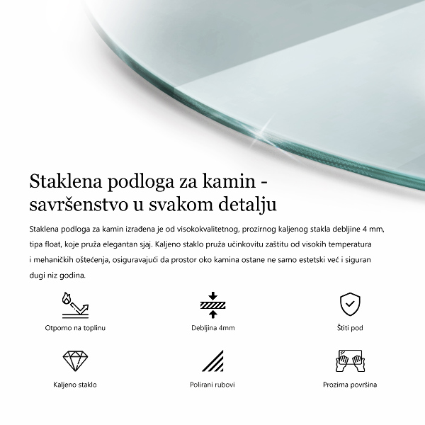 Glass hearth 39x39 in (100x100 cm)