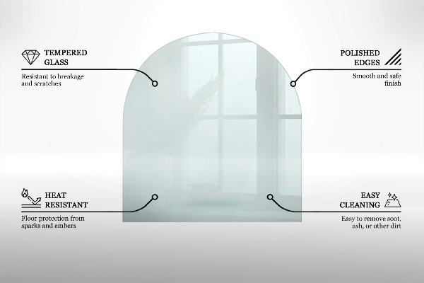 Glass hearth 39x39 in (100x100 cm)