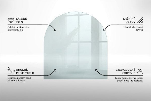 Glass hearth 32x28 in (80x70 cm)