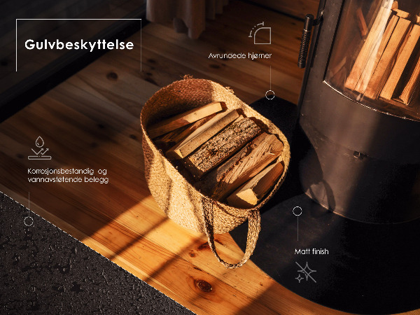 Semi-circular black steel fireplace hearth pad 39x39 in (100x100 cm)