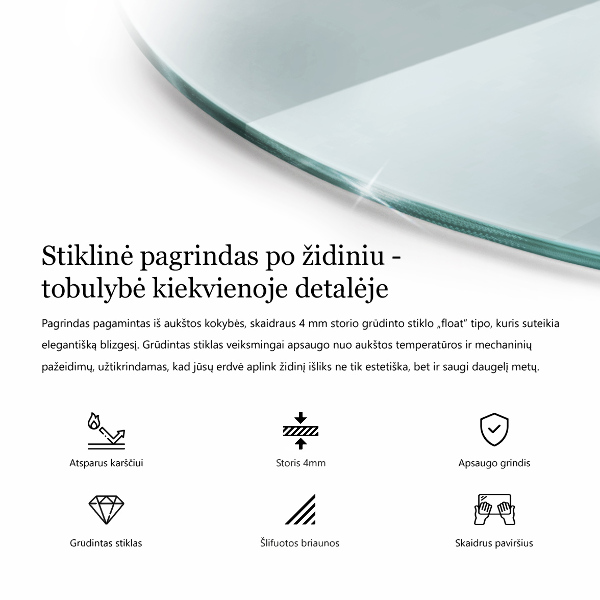 Corner glass hearth fi39 in (100 cm)