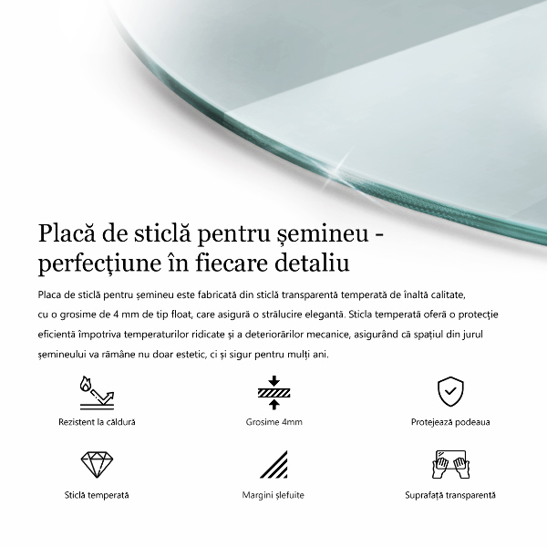 Corner glass hearth fi39 in (100 cm)