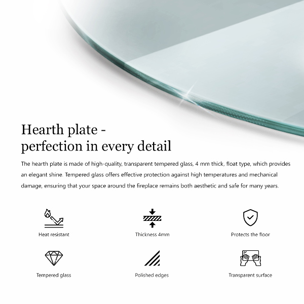 Corner glass hearth fi39 in (100 cm)