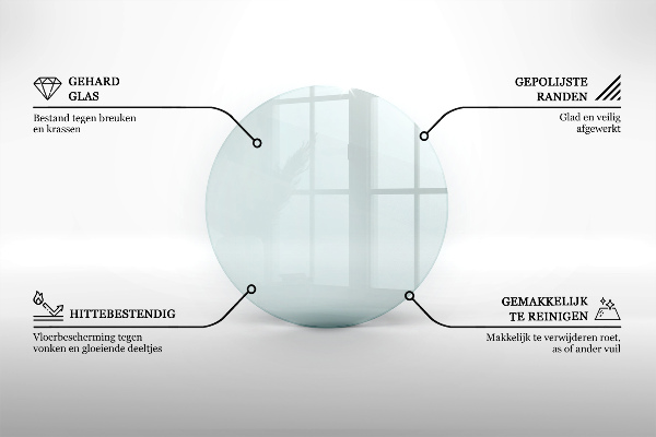 Corner glass hearth fi20 in (fi50 cm)