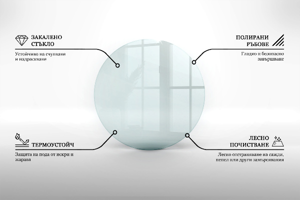 Corner glass hearth fi24 in (fi60 cm)