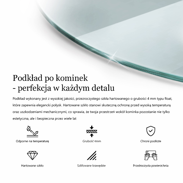 Corner glass hearth fi24 in (fi60 cm)