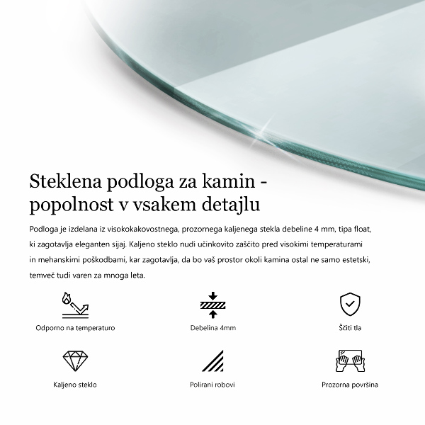 Corner glass hearth fi31 in (80 cm)