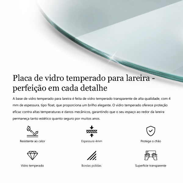 Corner glass hearth fi31 in (80 cm)