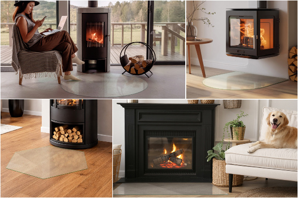 Round translucent fireplace pad fi27 in (fi 70 cm)
