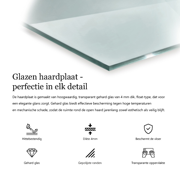 Glass hearth 47x24 in (120x60 cm)