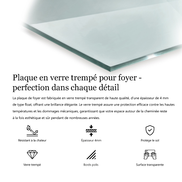 Glass hearth 49x20 in (125x50 cm)