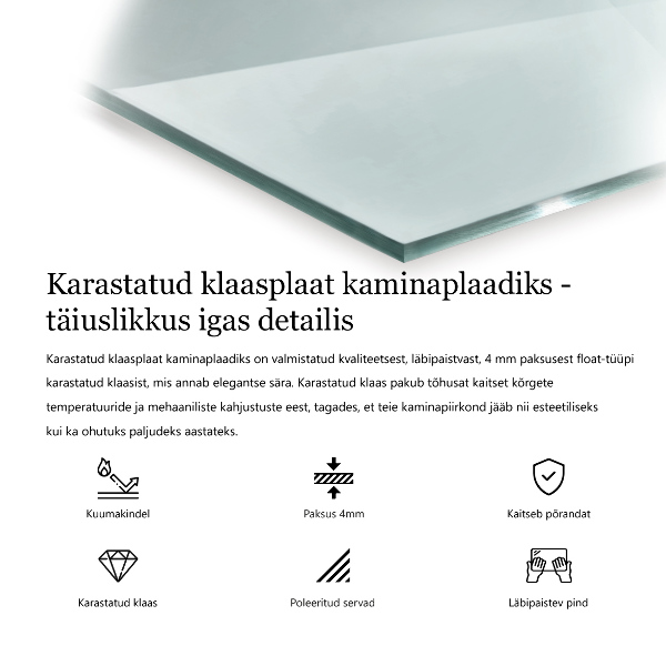 Glass hearth 49x20 in (125x50 cm)