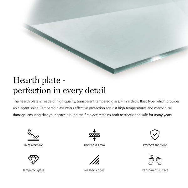 Glass hearth 49x20 in (125x50 cm)