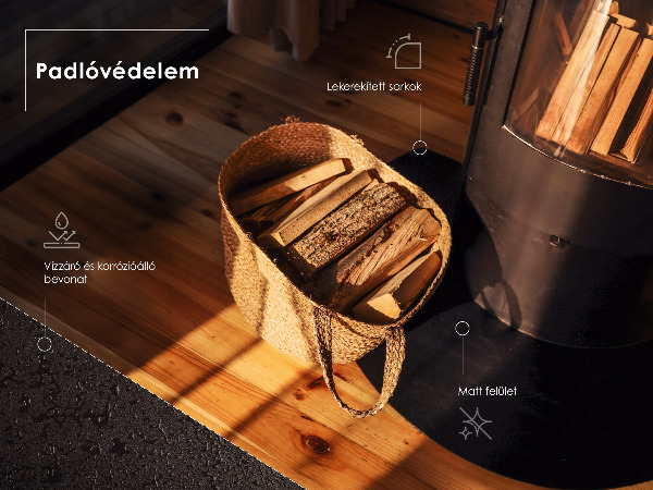 Rectangular black steel fireplace hearth pad 39x27 in (100x70 cm)