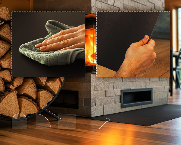 Rectangular black steel fireplace hearth pad 39x27 in (100x70 cm)