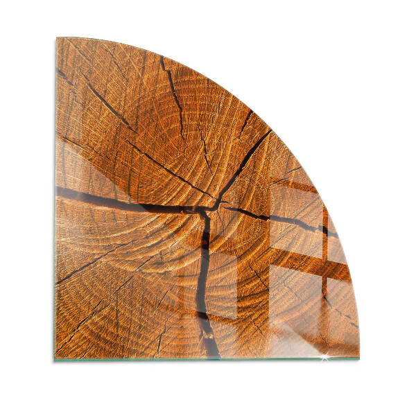 Quarter-circle toughened glass hearths Wood grain in cross-section