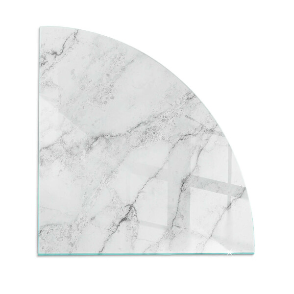 Quarter-circle glass hearth plate Marble pattern with veins