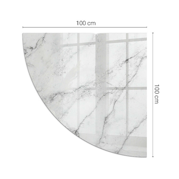 Quarter-circle glass hearth plate Marble pattern with veins