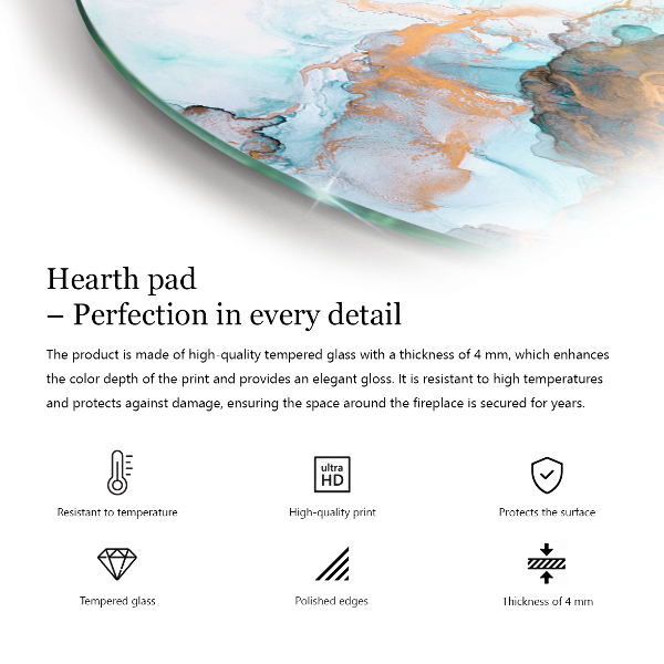 Quarter-circle toughened glass hearths Concrete texture with effect