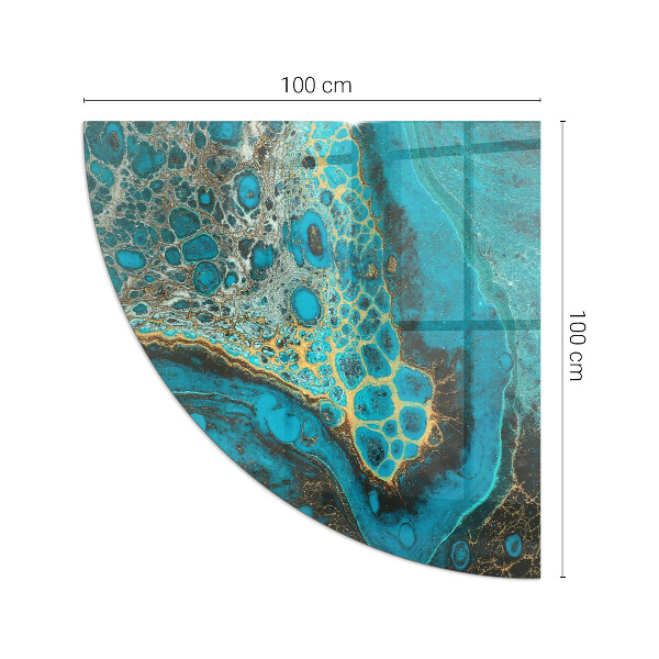 Quarter-circle tempered glass hearth Abstract organic pattern