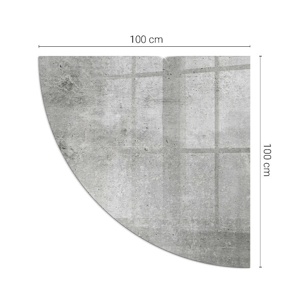 Quarter-circle glass hearth plate Raw concrete texture