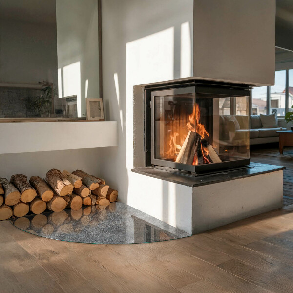 Quarter-circle toughened glass hearths Raw surface texture