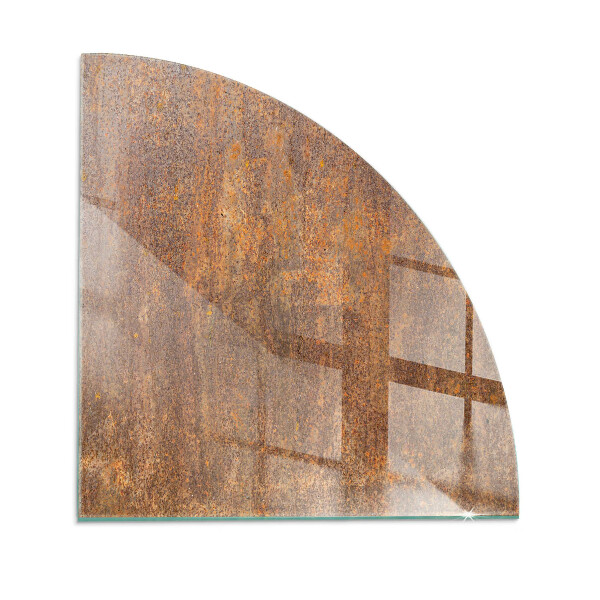 Quarter-circle tempered glass hearth Rust texture on metal