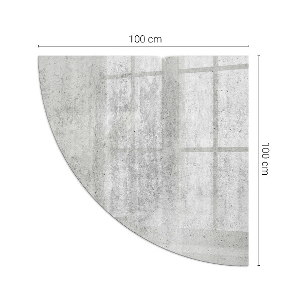 Quarter-circle tempered glass hearth Raw concrete texture