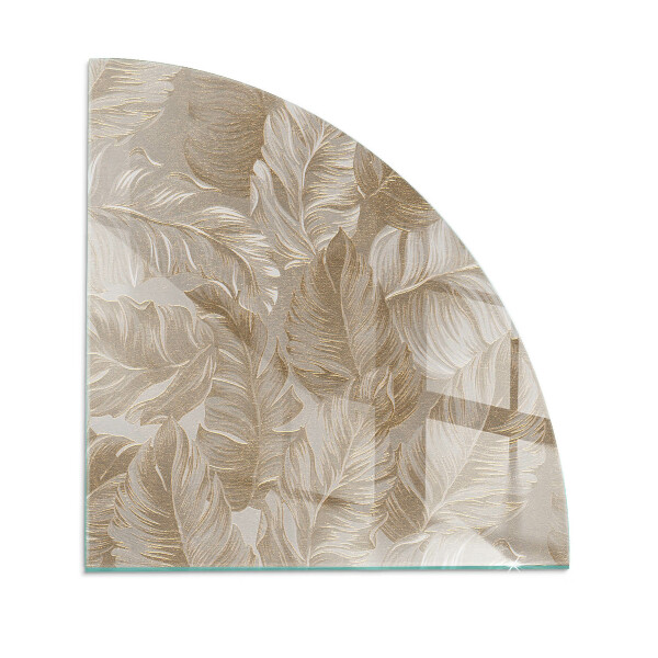 Quarter-circle toughened glass hearths Leaves in subtle patterns