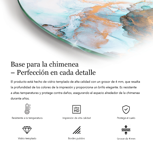 Quarter-circle tempered glass hearth Mosaic patterns on tiles