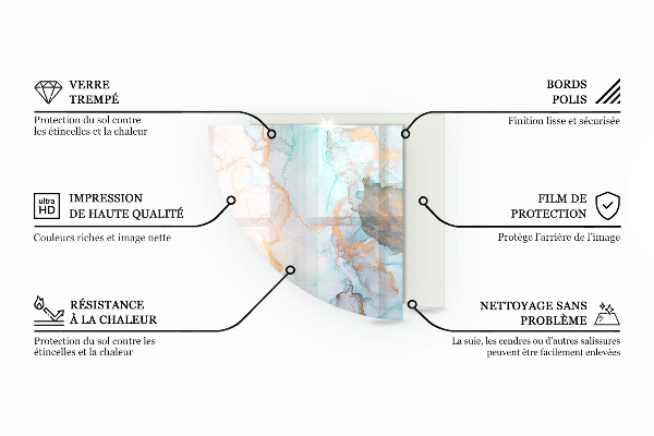 Quarter-circle tempered glass hearth Mosaic patterns on tiles