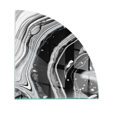 Quarter-circle tempered glass hearth Abstract waves and lines