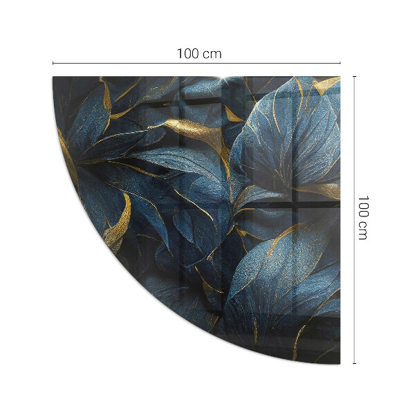 Quarter-circle toughened glass hearths Elegant leaves in texture