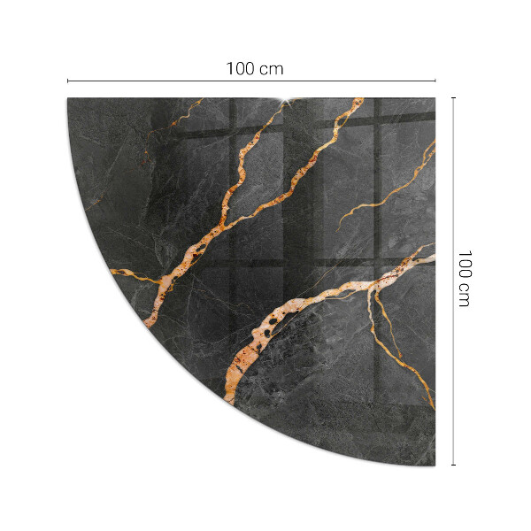 Quarter-circle tempered glass hearth Elegant marble with veins