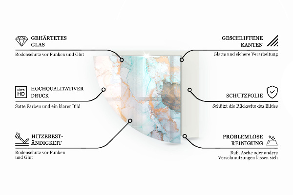 Quarter-circle tempered glass hearth Colour Beige