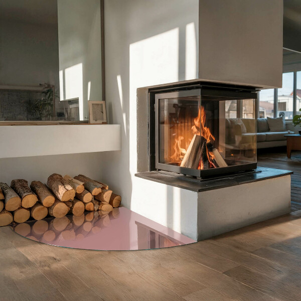 Quarter-circle tempered glass hearth Colour Pink