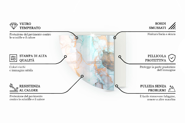 Quarter-circle tempered glass hearth Light purple colour