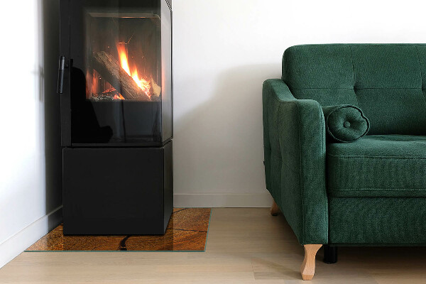 Square glass hearth Wood grain in cross-section