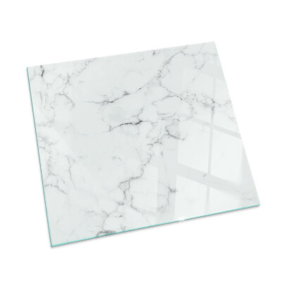 Square glass hearth Marble pattern with veins