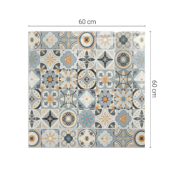 Square glass hearth for log burner Mosaic patterns in tiles