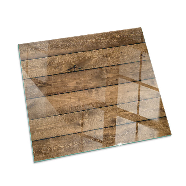 Square glass hearth for log burner Wooden board with grain