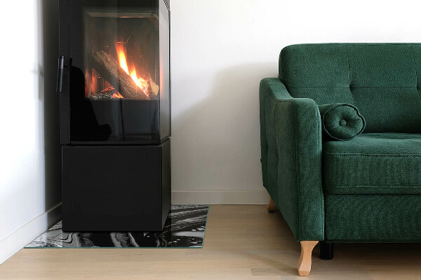 Square glass hearth for log burner Abstract waves and lines